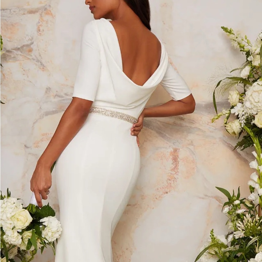 Chi Chi London Ivory Long Sleeve Gown